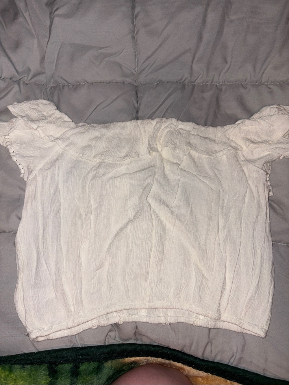 White Off-Shoulder Ruffle Button Front Top - Altar’d State - Picture 2 of 3